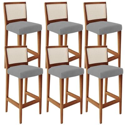 Kit 06 Banquetas Alta Encost Branco Facto Cinza