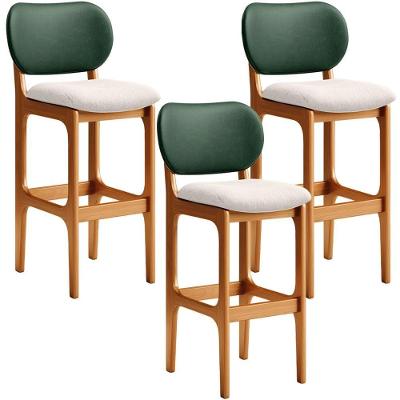Kit 3 Banquetas Alta Betta Imbuia Facto Verde Linho Cru