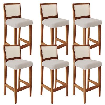 Kit 06 Banquetas Alta Cozinha Branco Zion L02 Cru