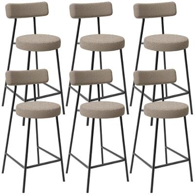 Kit 06 Banquetas Baixa Para Cozinha Sala De Jantar Bar Bancada Milão L02 Bouclê Bege