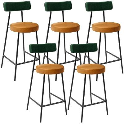 Kit 05 Banquetas Baixa Cozinha Sala Jantar Bancada Milão L02 Facto Verde Couríssimo Whisky