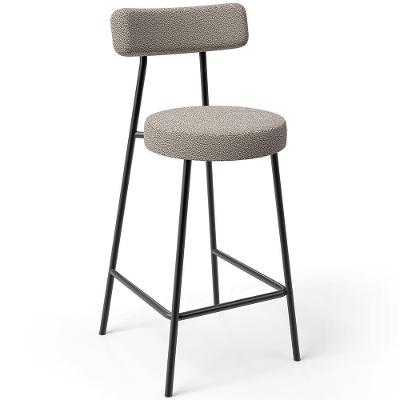 Banqueta Baixa Para Cozinha Sala De Jantar Bar Bancada Milão L02 Bouclê Creme - Lyam Decor