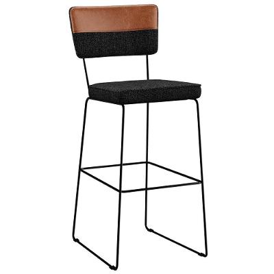 Banqueta Alta De Jantar Allana L02 Faixa Camel Linho Chumbo
