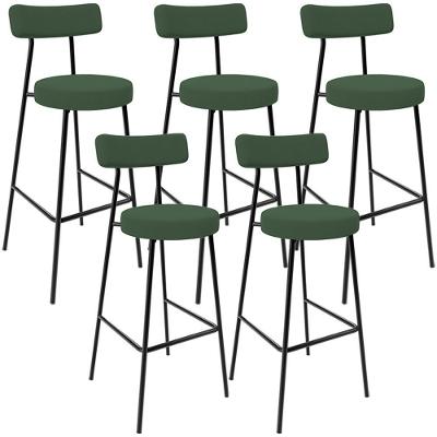 Kit 05 Banquetas Baixa Bar Cozinha Sala De Jantar Estrutura Em Aço Milão L02 Suede Verde Musgo
