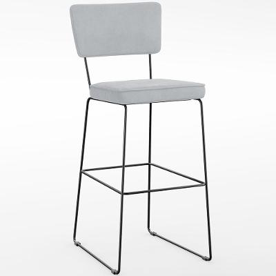 Banqueta Alta Para Cozinha Sala De Jantar Base Em Aço Fixa Allana L02 Suede Cinza - Lyam Decor