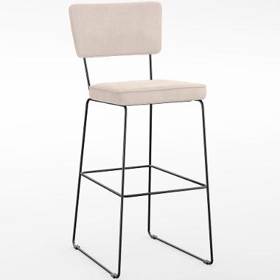 Banqueta Alta Para Cozinha Sala De Jantar Base Em Aço Fixa Allana L02 Suede Bege - Lyam Decor