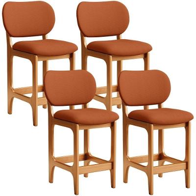 Kit 04 Banquetas Baixa Bar Cozinha E Sala De Jantar Fixa Betta L02 Imbuia Tecido Terracota