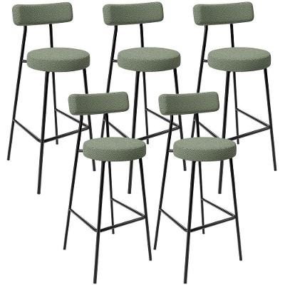 Kit 05 Banquetas Alta Bar Cozinha Sala De Jantar Estrutura Em Aço Milão L02 Bouclê Oliva