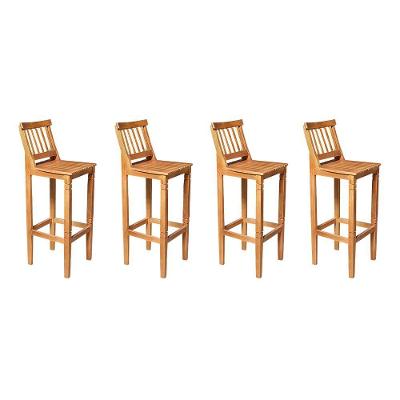 Kit 4 Banquetas Alta De Ripada Com Encosto Confort - Castanho - Marrom