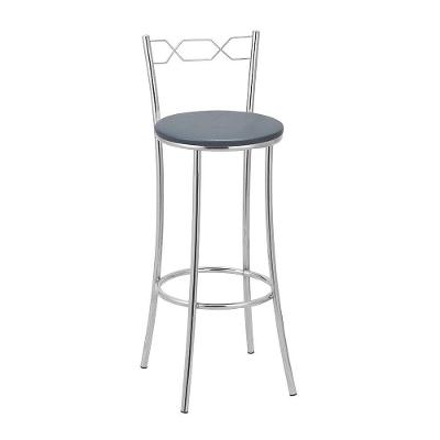 Kit 2 Banquetas Cromadas Espuma D15 Treparoni Cinza