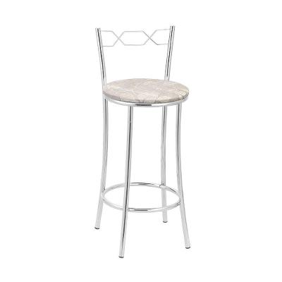 Kit 2 Banquetas Cromadas Assento Espuma D15 Treparoni Bege