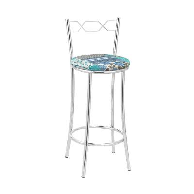 Kit 2 Banquetas Cromadas Assento Espuma D15 Treparoni Azul