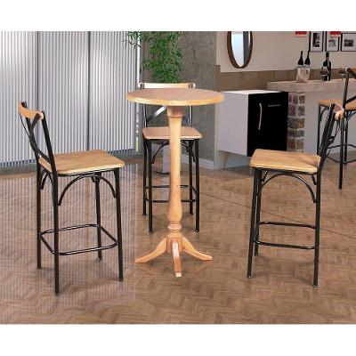 Conjunto Bistrô Industrial Mesa Com 3 Banquetas Alta Paris - Natural - Marrom