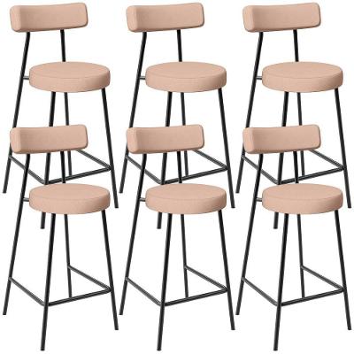 Kit 06 Banquetas Baixa Para Cozinha Sala De Jantar Bar Bancada Milão L02 Linho Rosê