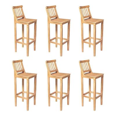 Kit 6 Banquetas Alta De Ripada Com Encosto Confort - Natural - Bege