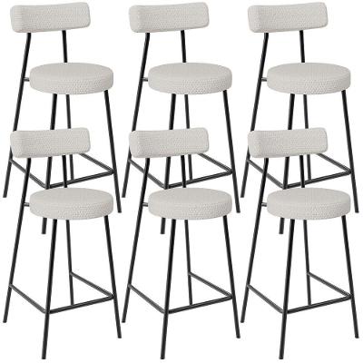 Kit 06 Banquetas Baixa Para Cozinha Sala De Jantar Bar Bancada Milão L02 Bouclê Cru - Lyam Decor