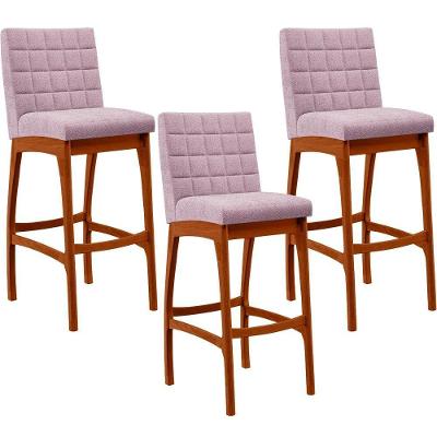 Kit 03 Banquetas Altas Para Cozinha B04 Bouclê Rosê