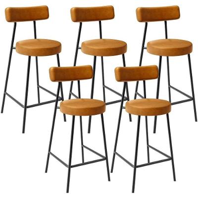 Kit 05 Banquetas Baixa Para Cozinha Sala De Jantar Bancada Milão L02 Couríssimo Whisky