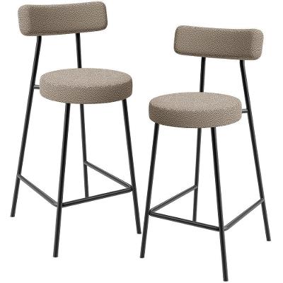Kit 02 Banquetas Baixa Para Cozinha Sala De Jantar Bar Bancada Milão L02 Bouclê Bege