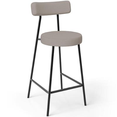 Banqueta Baixa Para Cozinha Sala De Jantar Bar Bancada Milão L02 Linho Bege - Lyam Decor