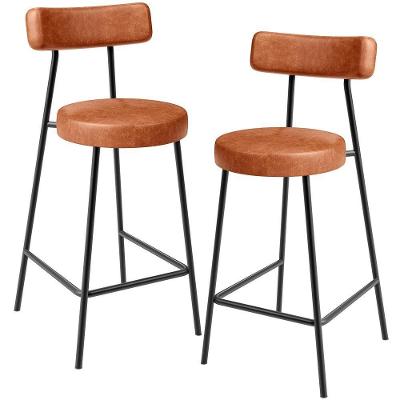 Kit 02 Banquetas Baixa Para Cozinha Sala De Jantar Bancada Milão L02 Couríssimo Camel