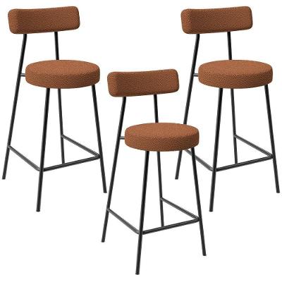 Kit 03 Banquetas Baixa Para Cozinha Sala De Jantar Bar Bancada Milão L02 Bouclê Terracota