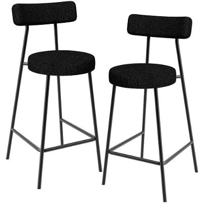 Kit 02 Banquetas Baixa Para Cozinha Sala De Jantar Bancada Milão L02 Linho Chumbo