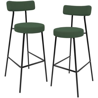 Kit 02 Banquetas Baixa Bar Cozinha Sala De Jantar Estrutura Em Aço Milão L02 Suede Verde Musgo