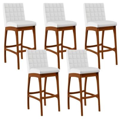 Kit 05 Banquetas Altas Mila Facto Branco Fosco