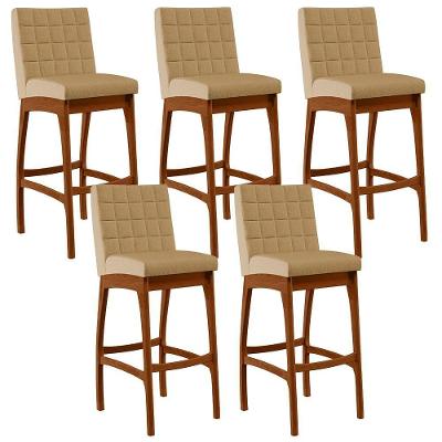 Kit 05 Banquetas Altas Para Cozinha B04 Bege Escuro