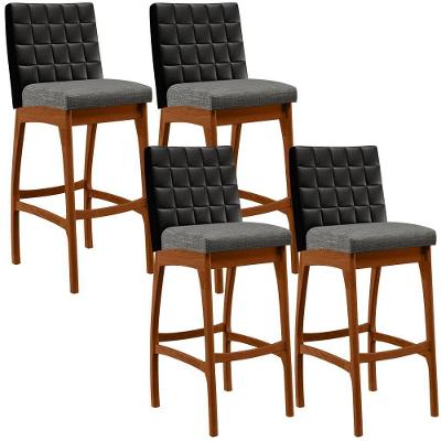 Kit 04 Banquetas Altas B04 Preto Cinza Escuro