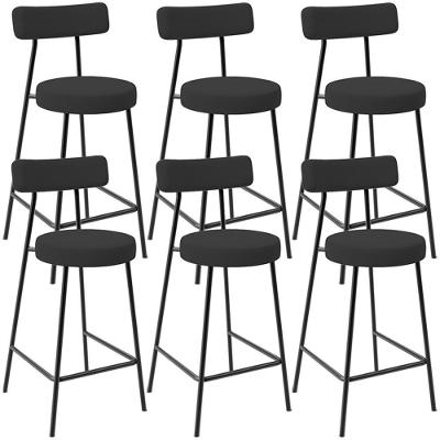 Kit 06 Banquetas Baixa Bar Cozinha Sala De Jantar Estrutura Em Aço Milão L02 Suede Preto