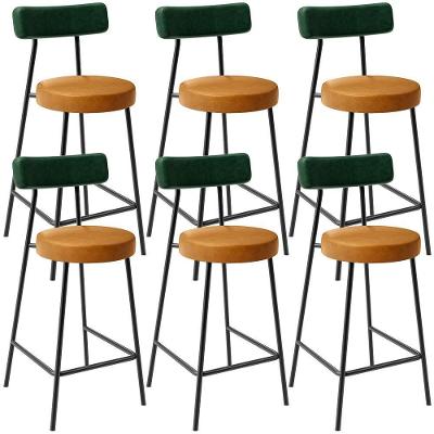Kit 06 Banquetas Baixa Cozinha Sala Jantar Bancada Milão L02 Facto Verde Couríssimo Whisky