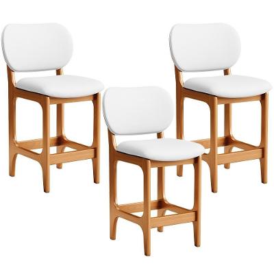 Kit 03 Banquetas Baixa Bar Cozinha E Sala De Jantar Fixa Betta L02 Imbuia Facto Branco
