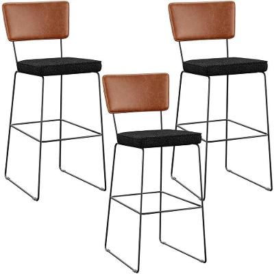 Kit 03 Banquetas Altas Cozinha Camel Linho Chumbo