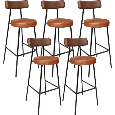 Kit 05 Banquetas Alta Bar Cozinha Sala De Jantar Milão L02 Couríssimo Marrom Camel - Lyam Decor