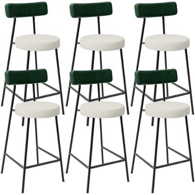 Kit 06 Banquetas Baixa Bar Cozinha E Sala Jantar Milão L02 Facto Verde Linho Champagne - Lyam Decor