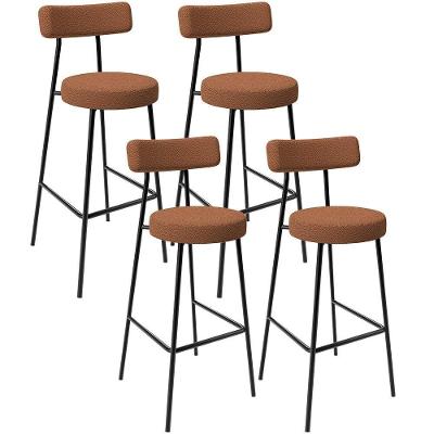 Kit 04 Banquetas Alta Bar Cozinha Sala De Jantar Estrutura Em Aço Milão L02 Bouclê Terracota