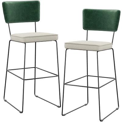 Kit 02 Banquetas Altas Facto Verde Musgo Linho Champagne
