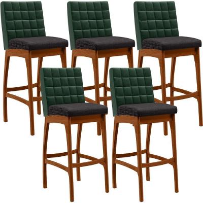 Kit 05 Banquetas Altas Cozinha B04 Verde Musgo Chumbo