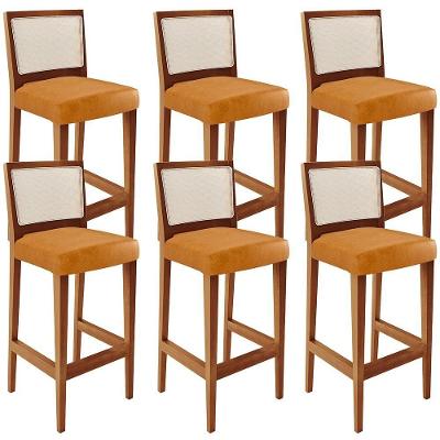 Kit 06 Banquetas Alta Branco Whisky