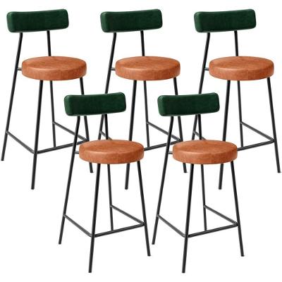 Kit 05 Banquetas Baixa Cozinha Sala Jantar Bancada Milão L02 Facto Verde Camel - Lyam Decor