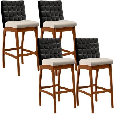 Kit 04 Banquetas Altas Cozinha B04 Preto Cru