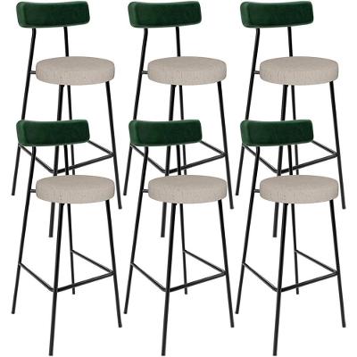 Kit 06 Banquetas Alta Bar Cozinha Sala Jantar Milão L02 Facto Verde Musgo Linho Bege - Lyam Decor