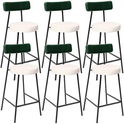 Kit 06 Banquetas Baixa Bar Cozinha E Sala De Jantar Milão L02 Facto Verde Linho Cru - Lyam Decor