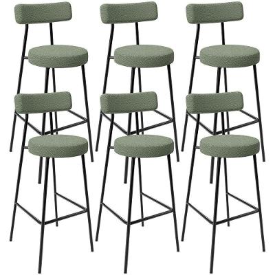 Kit 06 Banquetas Alta Bar Cozinha Sala De Jantar Estrutura Em Aço Milão L02 Bouclê Oliva