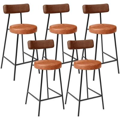 Kit 05 Banquetas Baixa Cozinha Sala Jantar Bancada Milão L02 Couríssimo Marrom Camel - Lyam Decor