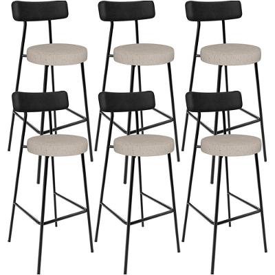 Kit 06 Banquetas Alta Bar Cozinha Sala De Jantar Milão L02 Couríssimo Preto Linho Bege - Lyam Decor