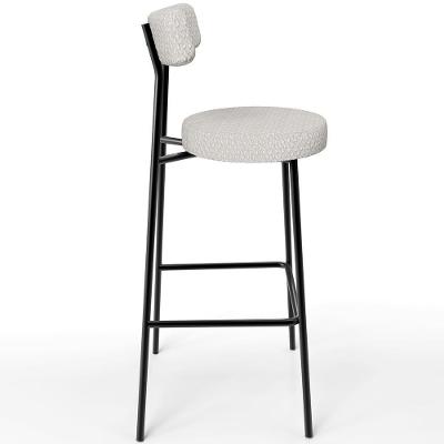 Banqueta Alta Bar Cozinha Sala De Jantar Estrutura Em Aço Milão L02 Bouclê Cru - Lyam Decor