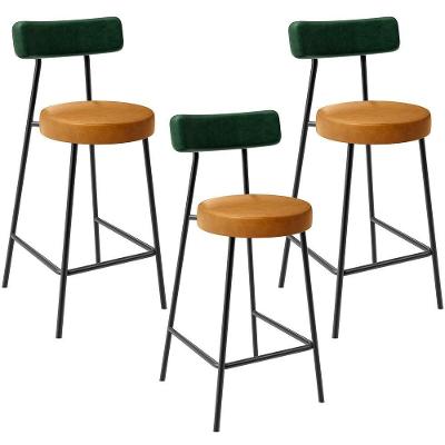 Kit 03 Banquetas Baixa Cozinha Sala Jantar Bancada Milão L02 Facto Verde Couríssimo Whisky